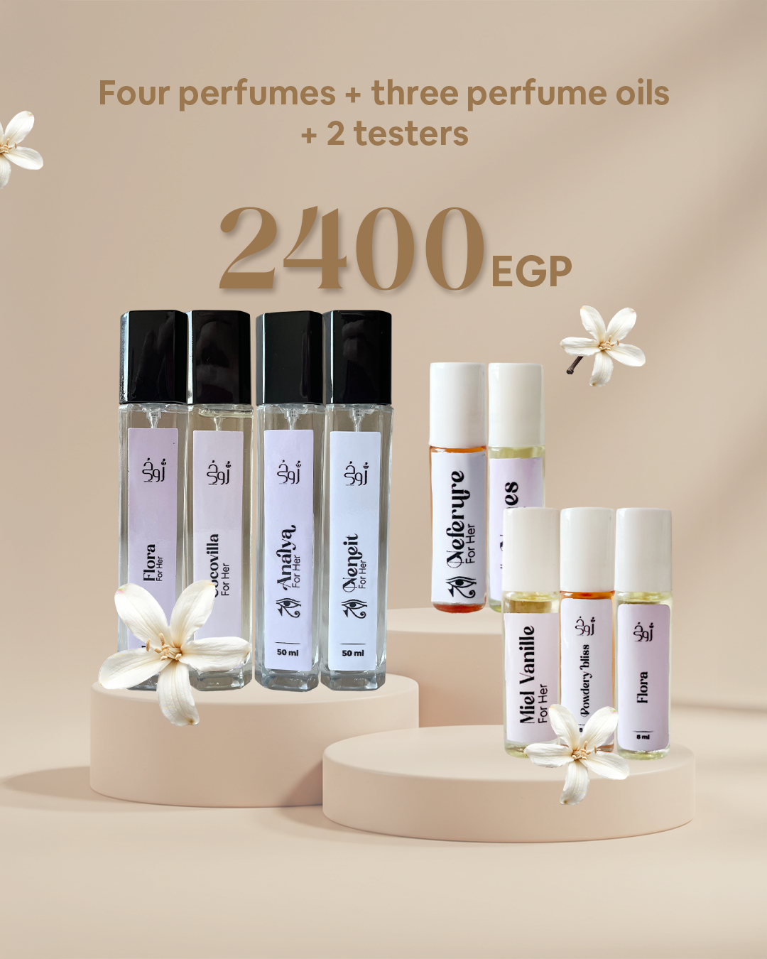 Four perfumes + three perfumes oils + 2 testers
